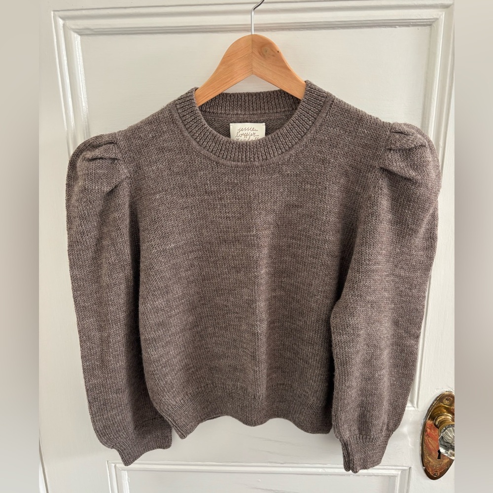 Loeffler Randall wool light heather brown puff sleeve sweater size small